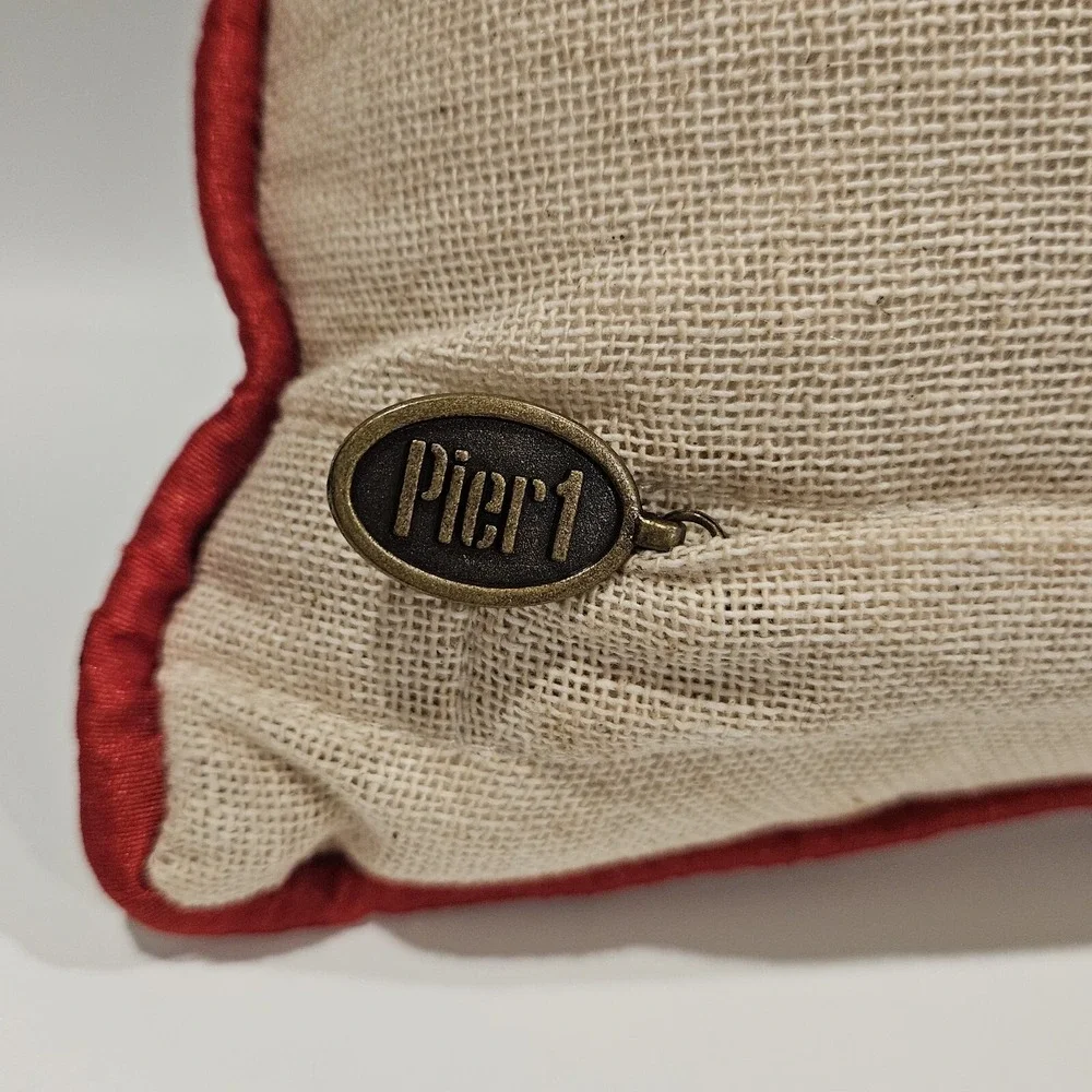 Pier 1 One Beaded Sleigh Christmas Accent Pillow Winter Holiday Approx. 10